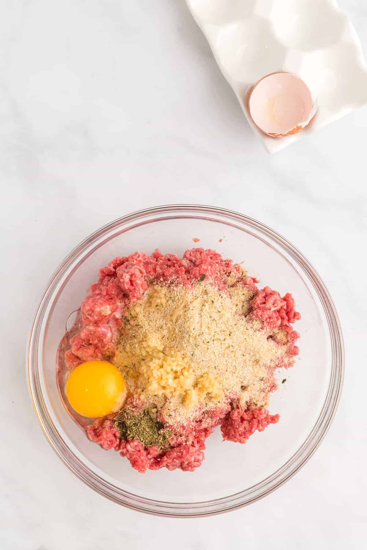 meatball mixture in a large bowl.