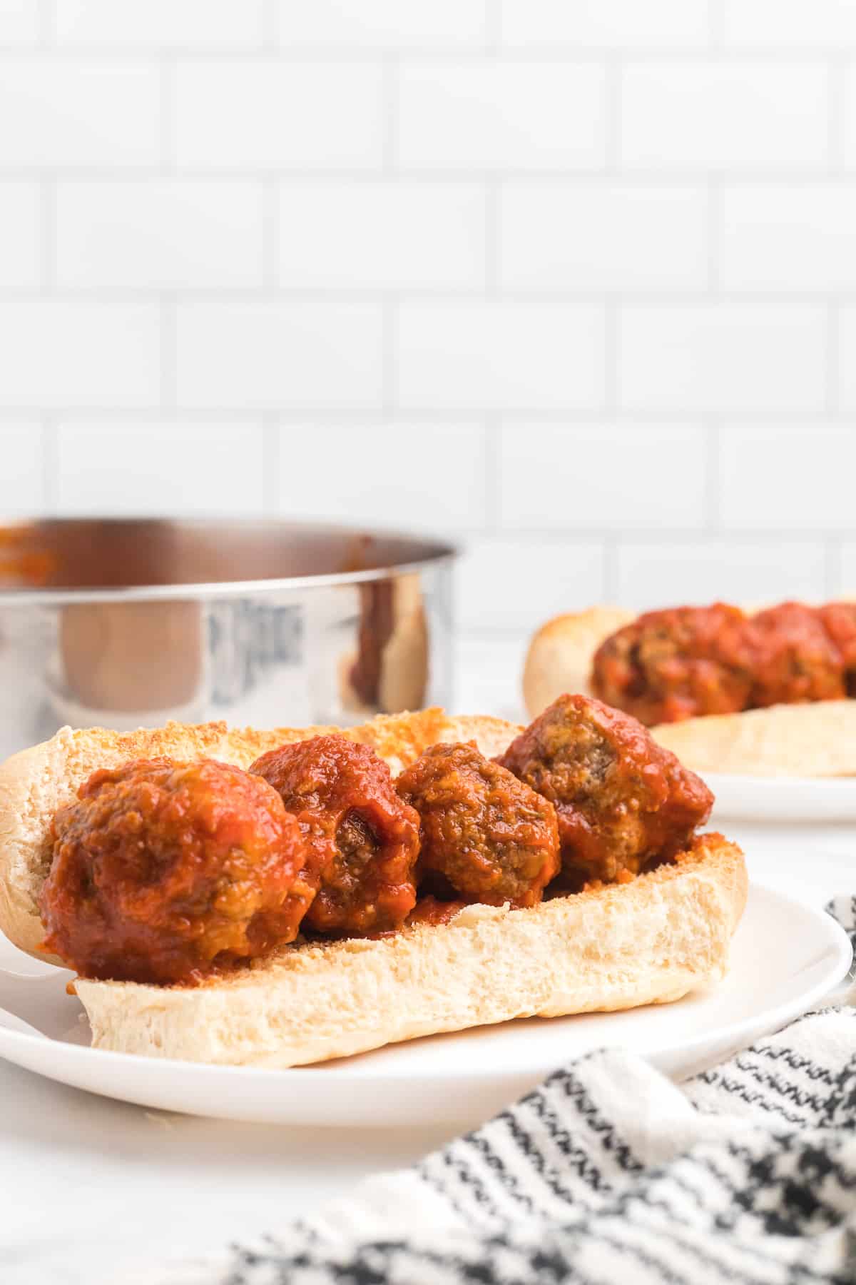 meatballs on a hoagie style bun.