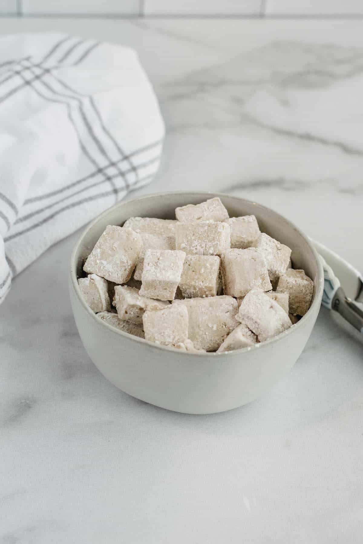 white bowl filled with healthy marshmallows.