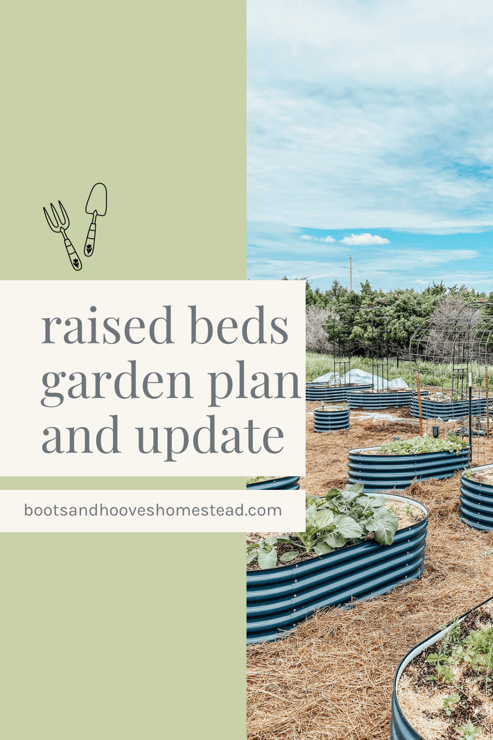 raised garden beds filled with spring and summer crops