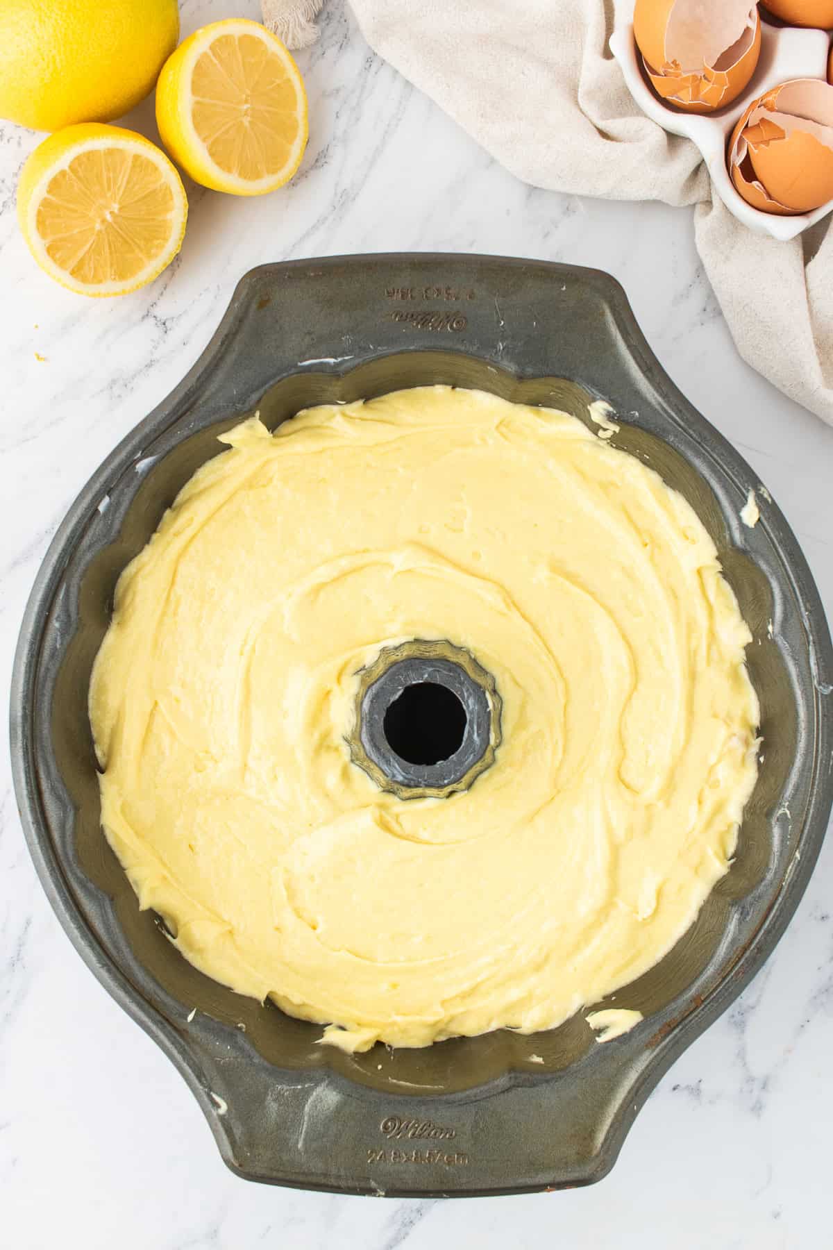 cake mixture in the bundt pan before going in the oven. 