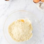 almond filling for the cinnamon rolls in a mixing bowl.