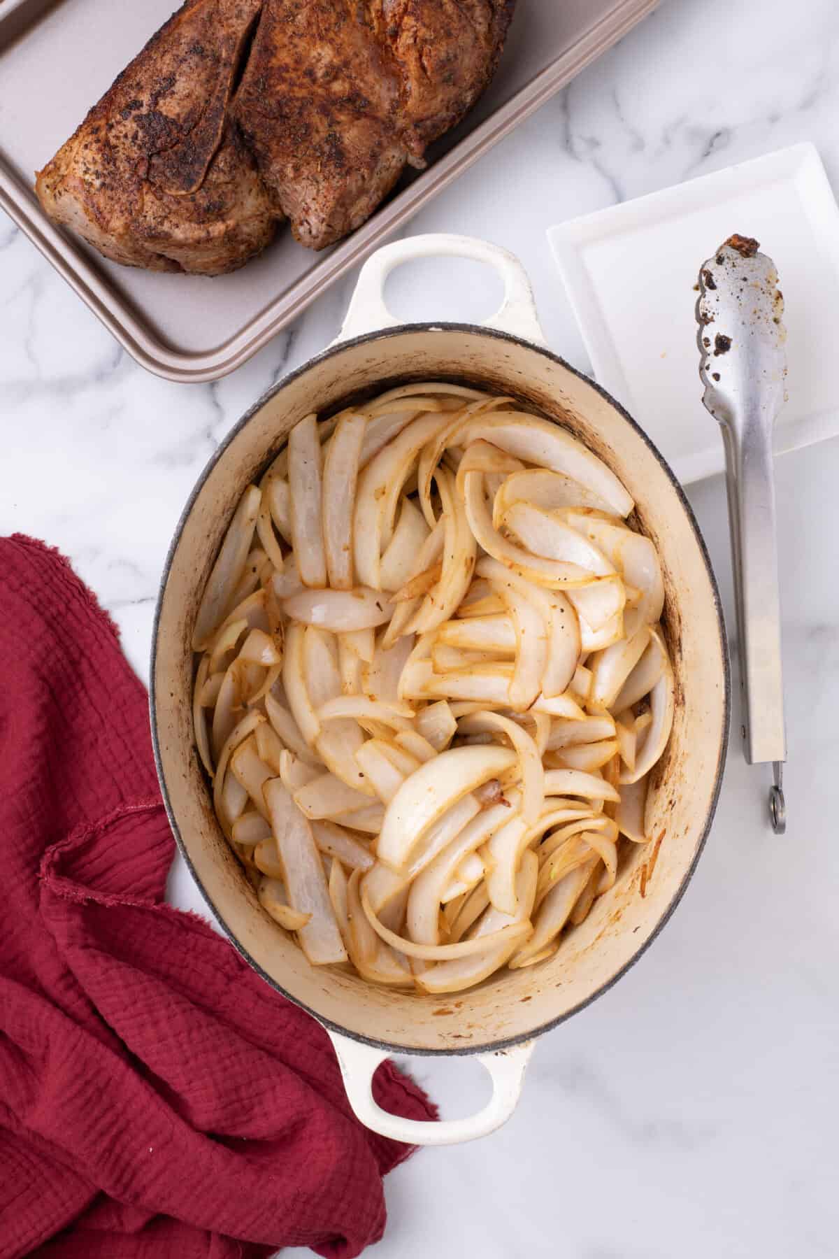 sautéed onions in the bottom of the dutch oven. 