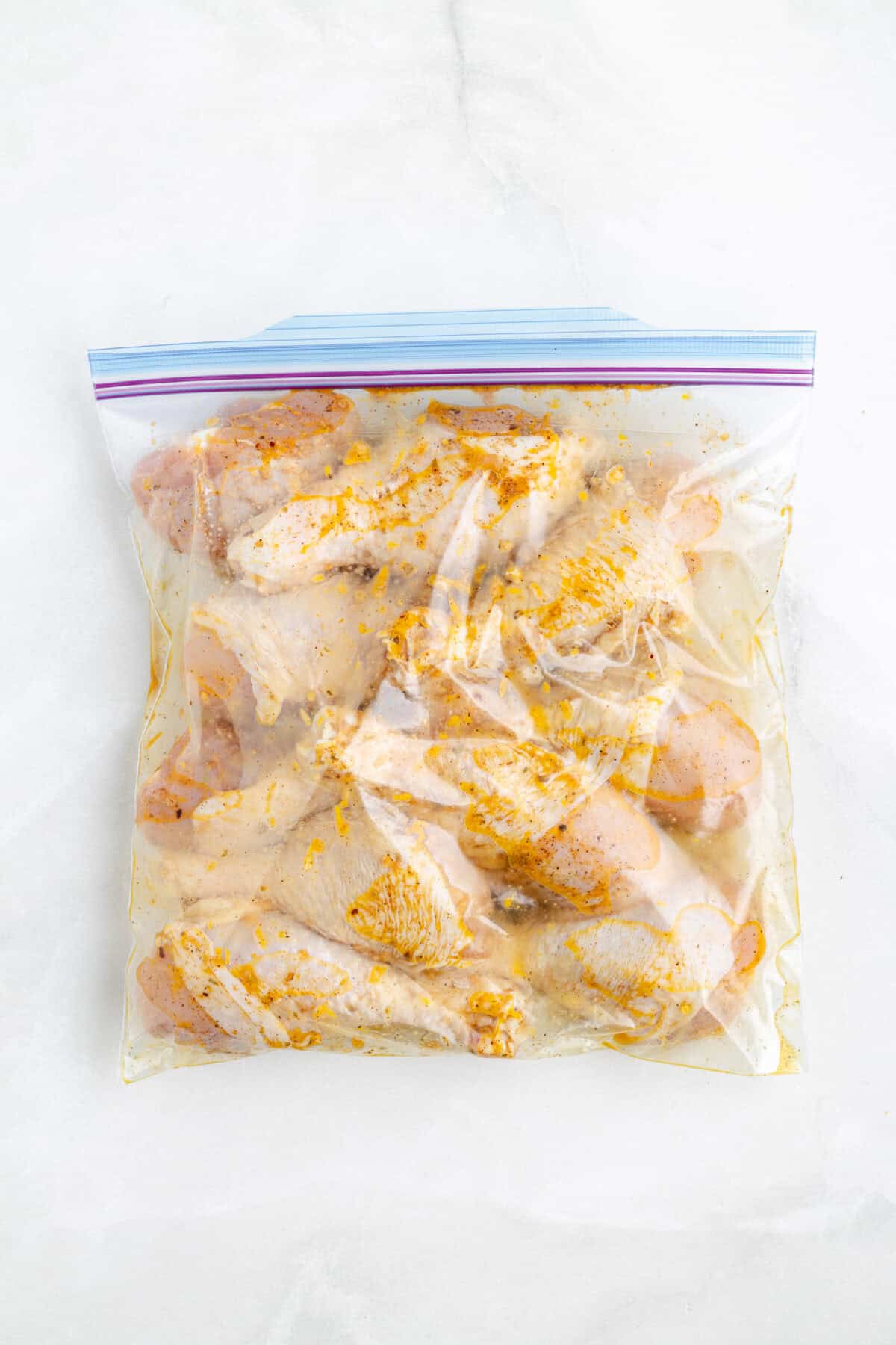 marinade and chicken in a sealed ziplock bag. 