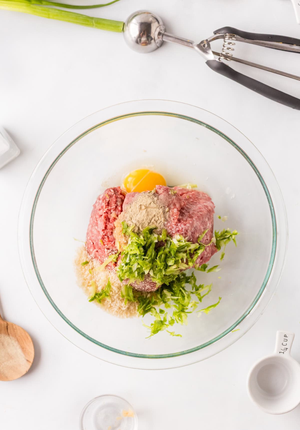 meatball ingredients in a large bowl.