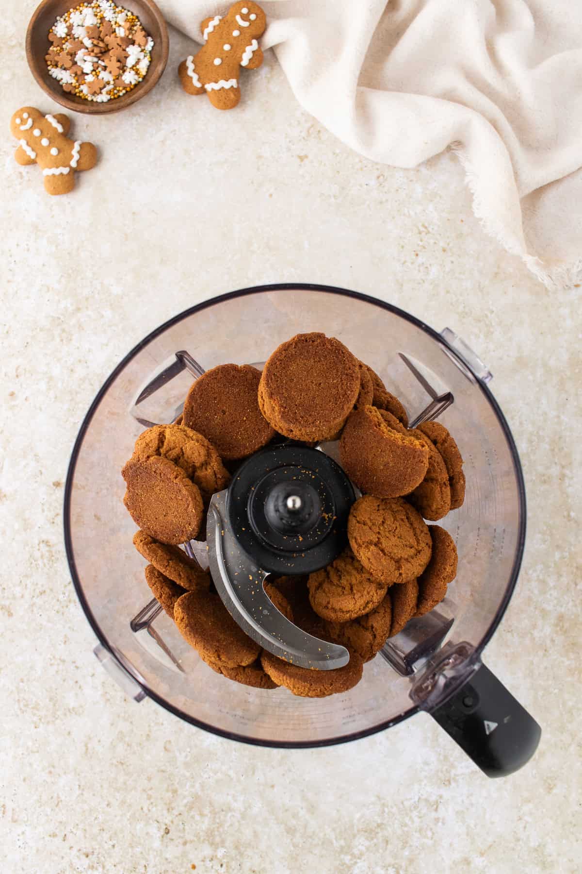 gingersnap cookies in a food processor. 