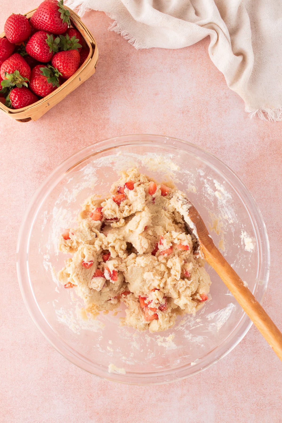 scone dough mixture in a large mixing bowl.